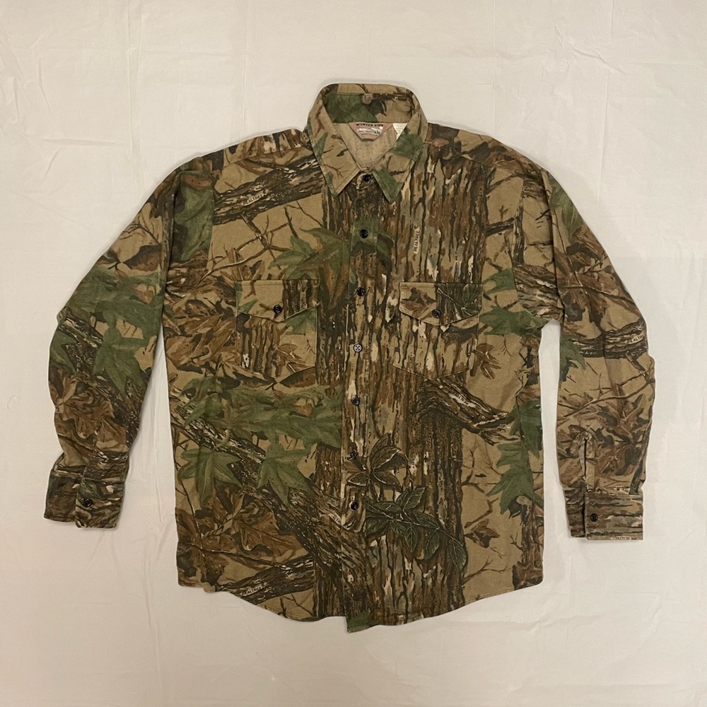 Vintage Winter Run Realtree Camo Button Up Shirt Large